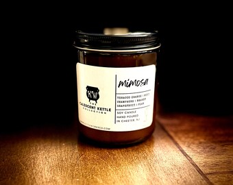 MIMOSA | Soy Candle | 7.5 oz | Cocktail Candle | Luxury Candle | Home Decor | Handmade Candle | Amber Jar
