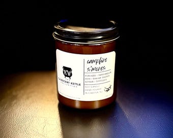 CAMPFIRE SMORES | Soy Candle | 7.5 oz | Fireside | Luxury Candle | Home Decor | Handmade Candle | Amber Jar