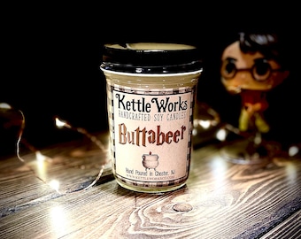 BUTTABEER | Soy Candle | 14 oz | 6 oz | Potter | Magical World | Home Decor | Handmade Candle | Butter | Beer | Butterscotch | Cotton Wick