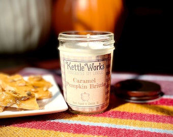 CARAMEL PUMPKIN BRITTLE | Soy Candle | 14 oz | 6 oz | Fall Candle | Pumpkin Candle | Fall Decor | Autumn Decor | Handmade Candle