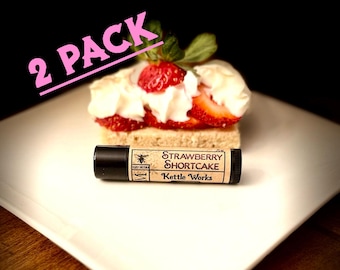 STRAWBERRY SHORTCAKE BALM (2 Pack) | Lip Balm Stick | Lightly Sweetened | Bakery | Cocoa Butter | Strawberries | Cream