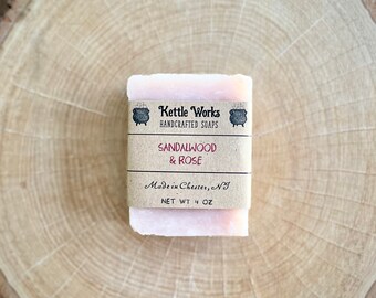 SANDALWOOD & ROSE | Handmade Soap | 4 oz | Sandalwood Rose Soap | Floral | Rose Petals | Valentines Soap | Cocoa Butter | Olive Oil