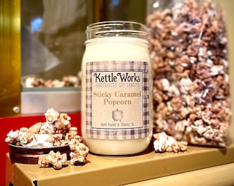 Sticky Caramel Popcorn Soy Candle | Handmade Home Decor