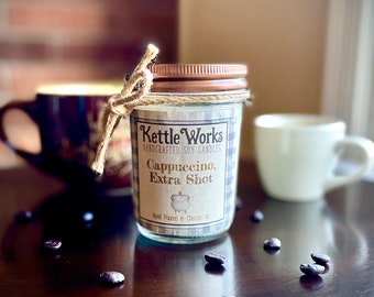 CAPPUCCINO, EXTRA SHOT | Soy Candle | 14 oz | 6 oz | Cafe Candle | Cappuccino | Handmade Candle | Espresso | Hand Poured | Cotton Wick