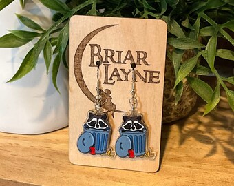 Raccoon Earrings | Raccoon In Garbage Can Earrings | Trash Panda Earrings | Racoon Gifts