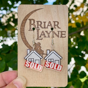 Real Estate Earrings | Realtor Earrings | First Home Earrings | Agent Earrings | Home Earrings | House Earrings | Sold Sign Earrings