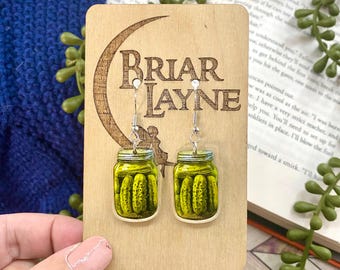 Pickle Earrings | Jar Of Pickles Earrings | Pickle Lover Earrings | Pickle Jewelry | Pickle Gifts | Pickle Themed Earrings