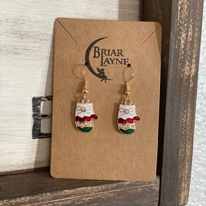 White Glove Christmas Earrings