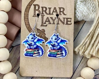 Dragon Earrings | Colorful Dragon Earrings | | Fantasy Earrings | Book Earrings | Reading Earrings | Reading Gifts | Baby Dragon Earrings