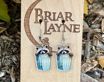 Raccoon Earrings | Raccoon In Garbage Can Earrings | Trash Panda Earrings | Racoon Gifts