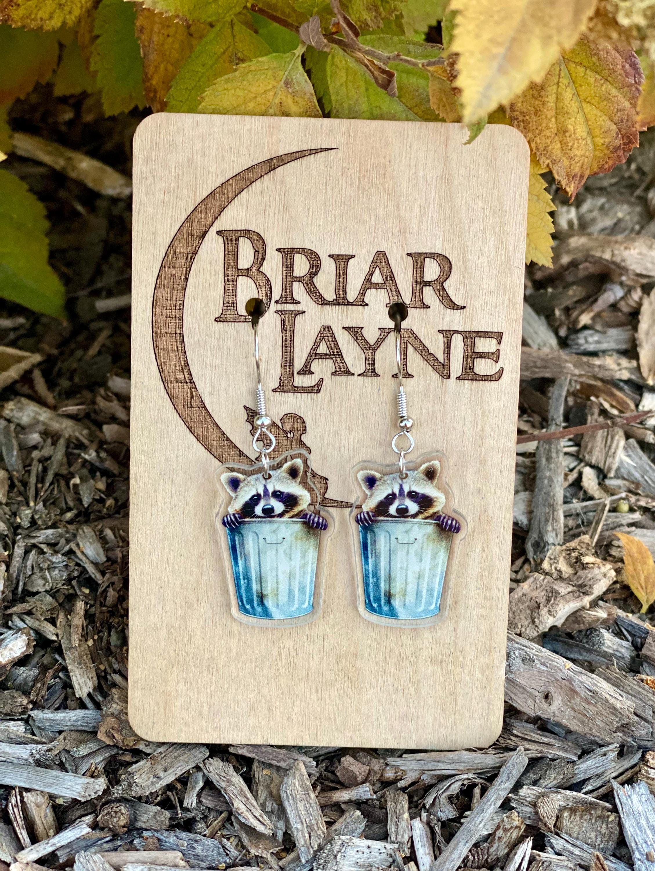 Raccoon Earrings | Raccoon In Garbage Can Earrings | Trash Panda Earrings | Racoon Gifts