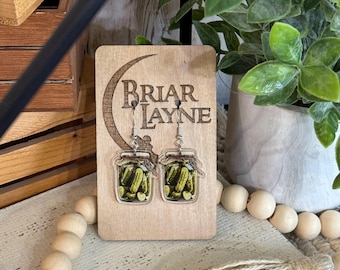 Pickle Earrings | Jar Of Pickles Earrings | Pickle Lover Earrings | Pickle Jewelry | Pickle Gifts | Pickle Themed Earrings