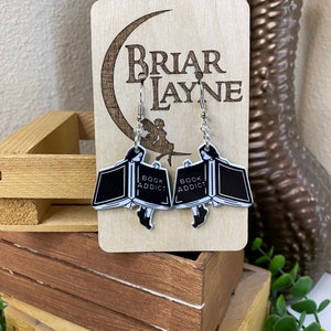 Black And White Book Lovers Earrings | Reader Earrings | Book Earrings | Library Earrings | Book Snob Earrings | Love To Read Gifts