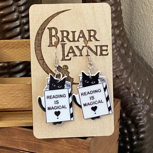 Black And White  Book Lovers Earrings | Reader Earrings | Book Earrings | Library Earrings | Book Snob Earrings | Love To Read Gifts