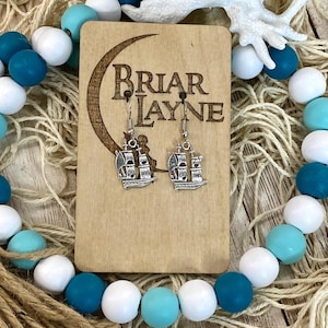 Pirate Ship Earrings | Pirate Map Earrings | Wheel Earrings | Pirate Earrings | Pirate Gifts | Pirate Gifts | Sailor Gifts | Sailing Gifts