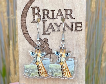 Orecchini Giraffa In Oro - Miniblings - Gioielli Artigianali A Forma Di Giraffa, Regalo Originale Safari