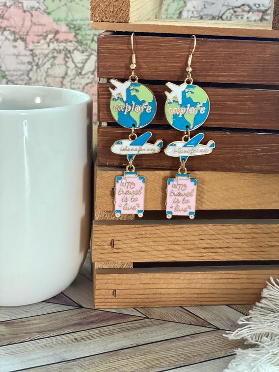 travel themed earrings