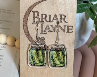 Pickle Earrings | Jar Of Pickles Earrings | Pickle Lover Earrings | Pickle Jewelry | Pickle Gifts | Pickle Themed Earrings