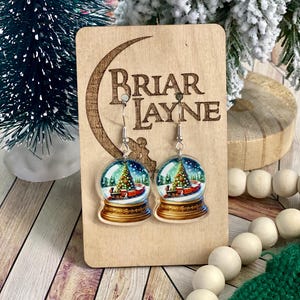 Snow Globe Earrings | Vintage Train Snow Globe Earrings |Christmas Earrings |Holiday Earrings |Carousel Earrings |Vintage Christmas Earrings