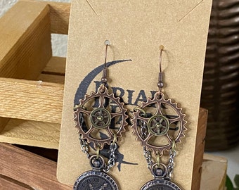 Steampunk Earrings | Cosplay Earrings | Multi Gear Gadget Earrings | Technology Earrings | Clock Earrings