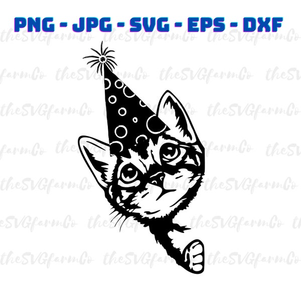 Birthday Cat SVG - jpg - PNG - eps - DXF