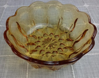Vintage Anchor Hocking Fairfield Amber Glass Salad Bowl
