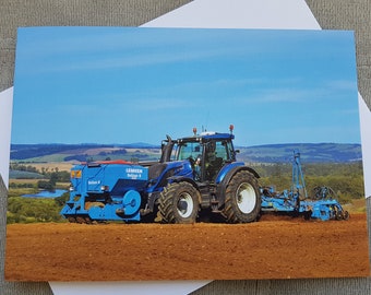 Greetings card - Valtra tractor sowing