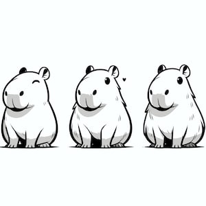 Digital Capybara Images Pack - Cute Capybara Illustrations - Instant Download