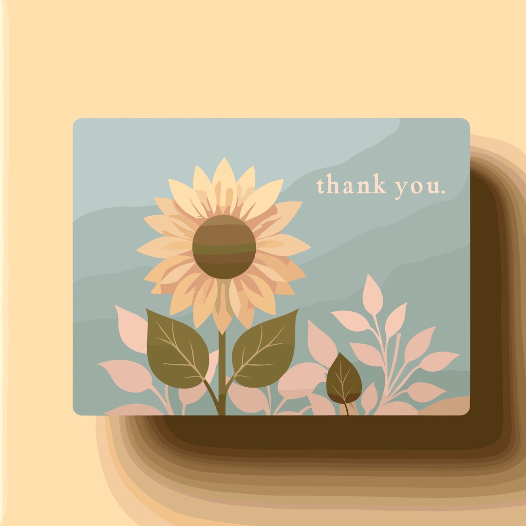 Pack of 10 Sunflower Thank You Cards Printable PDF Ready to Print ...