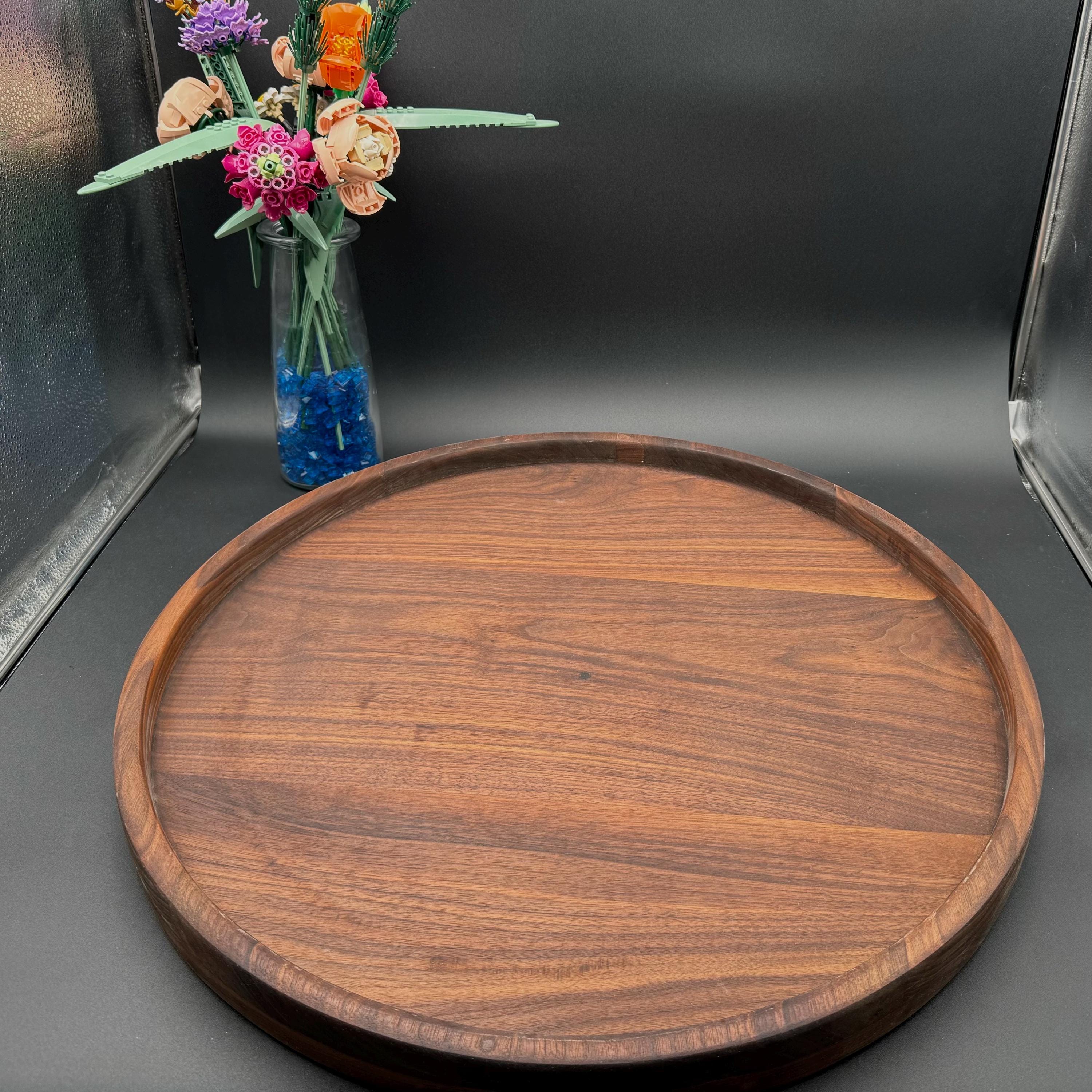 Artisanal Solid Walnut 24 Inch Wood Round Tray -****defect Price