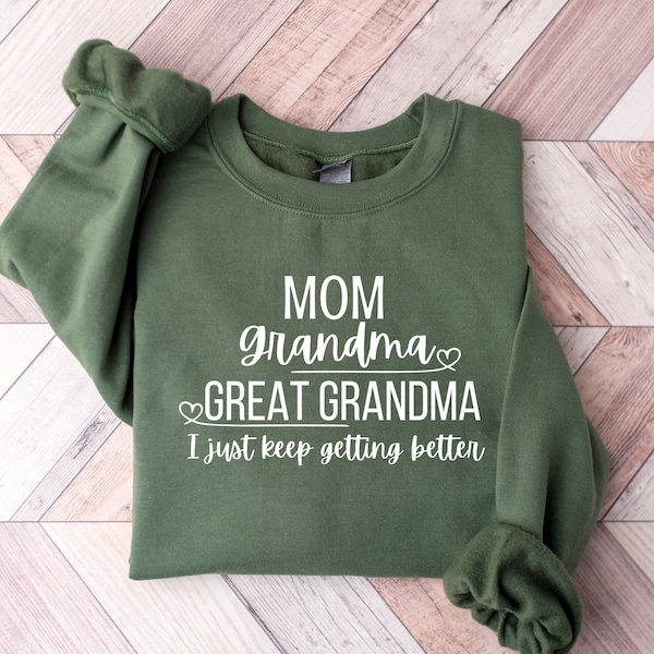 Mom Grandma Great-Grandma Sweatshirt, Great Grandma, Pregnancy Announcement, Gift For Great-Grandma, Baby Reveal To Family,Mother's Day Gift