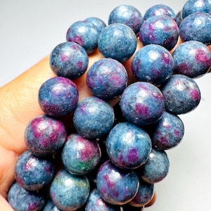 Rubin-Kyanit-Armband, Rubin-Kristallperlen-Armband, Echtes Kristallarmband Bild 4