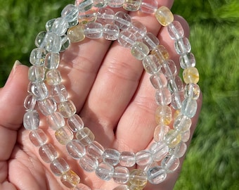 Gem Grade Topaz Crystal Bracelet, Beaded Crystal Bracelet, Topaz Beaded Bracelet, Genuine Topaz Crystal Bracelet