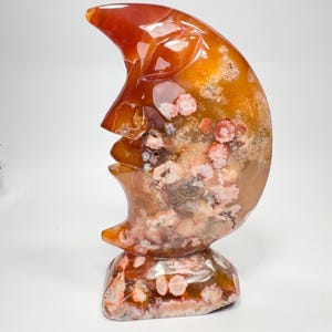 XL Carnelian Moon | Carnelian Flower Agate Moon | Crystal Moon | Moon Crystal