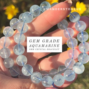 Gem Aquamarine Bracelet | Luxury Crystal Bracelet | Crystal Beaded Bracelet | Genuine Crystal Bracelet