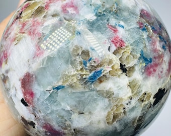 Rare Find* 65mm Aquamarine Sphere with Pink Tourmaline Sphere, Blue Apatite Sphere, Aquamarine Crystal Sphere