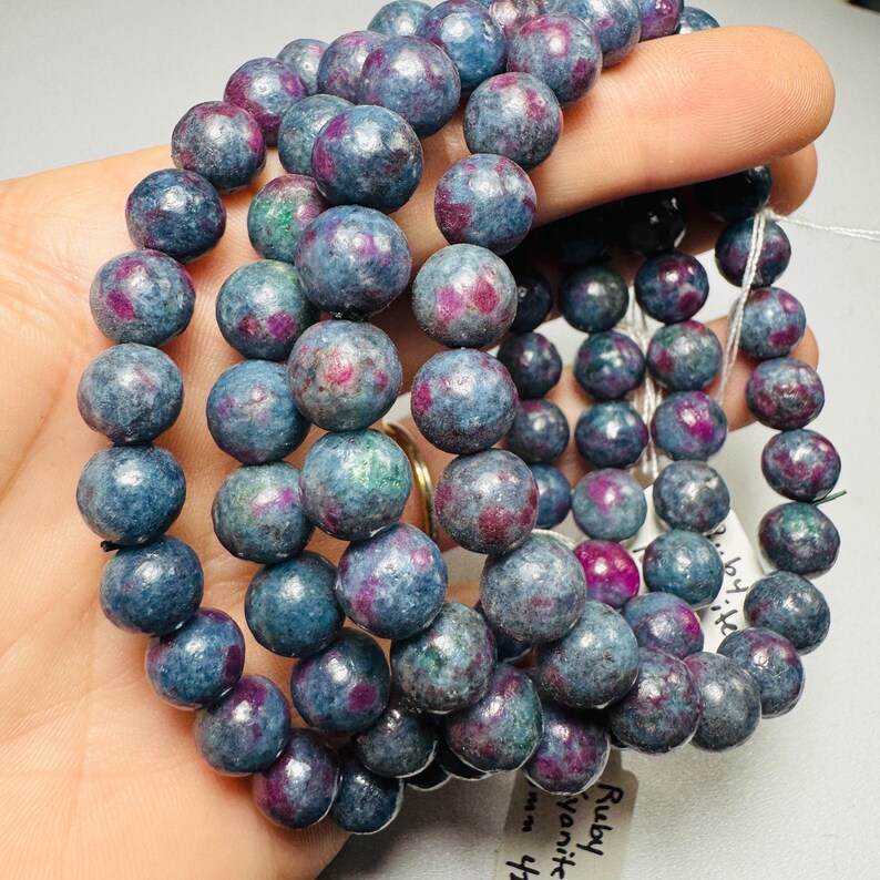 Rubin-Kyanit-Armband, Rubin-Kristallperlen-Armband, Echtes Kristallarmband Bild 5