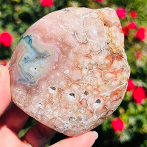 Druzy Pink Amethyst Flower Agate Freeform | Pink Flower Agate Flame | Flower Agate Crystal Freeform | Pink Amethyst Freeform T2