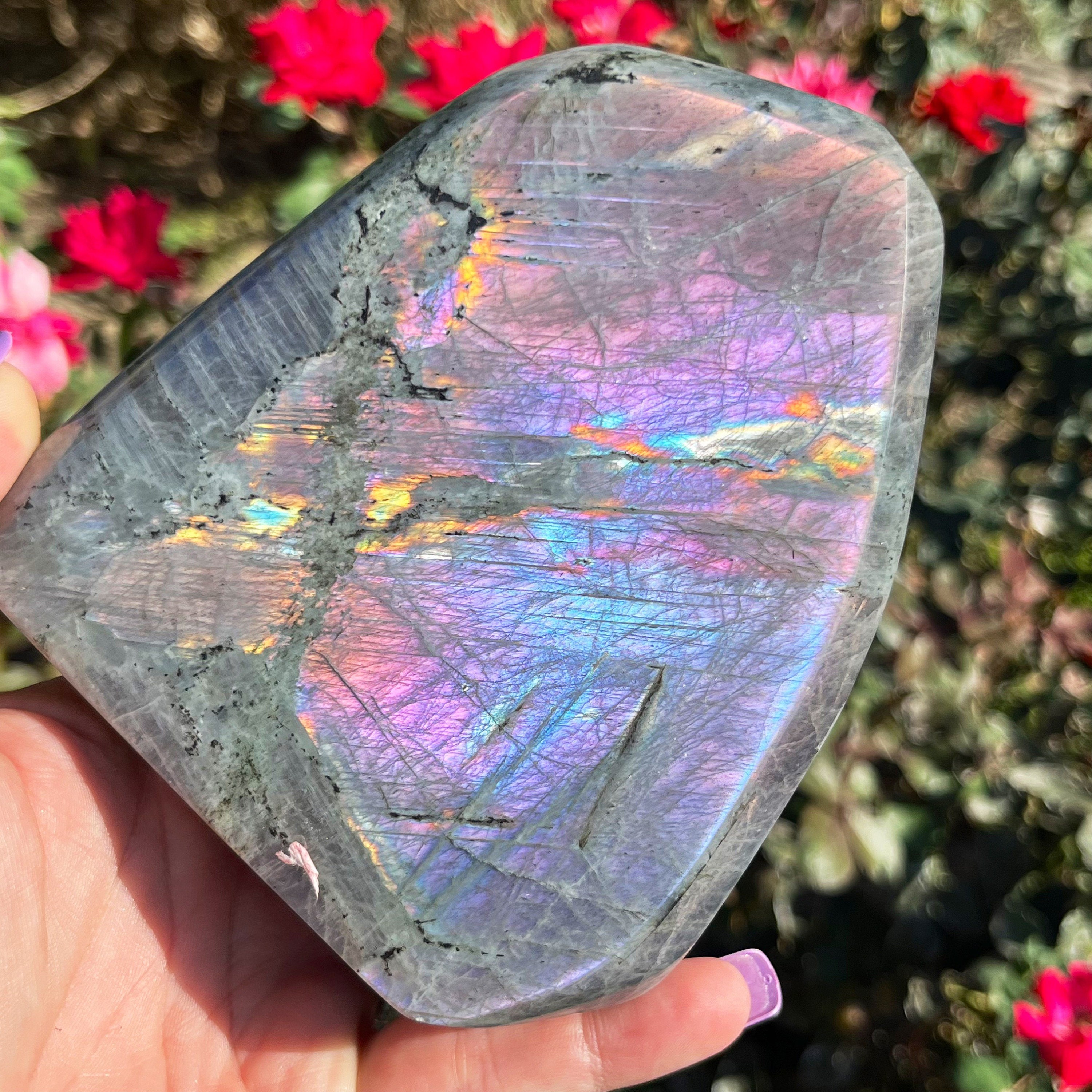 XL 2lb 自立型レインボー マーメイド フラッシュ ラブラドライト