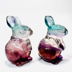 Crystal Rabbits | Rainbow Fluorite Rabbit Crystals | Bunny Rabbit Figurine | Crystal Bunny | Easter Bunny Crystal | Fluorite Rabbit