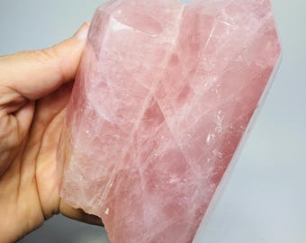 Gemmy Chunky Rose Quartz Tower, Rose Quartz Twin Tower, Large Rose Crystal Tower