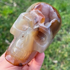 Druzy Agate Skull | Agate Crystal Skull | Geode Skull | Portal Skull | Human Skull Carving