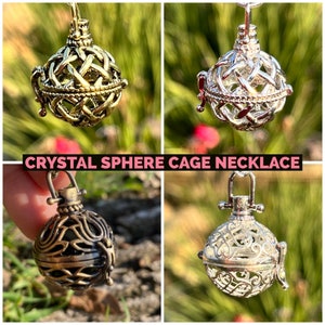Crystal Locket | Crystal Cage Locket | Pendant Necklace Antique Bronze | Crystal Necklace| Gifts for her