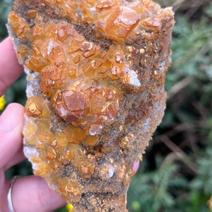 High quality orange mushroom yellow Mercedes pagoda calcite From Hubei China ~  Raw Mineral
