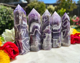 Purple Dream Amethyst Tower Point | Chevron Amethyst Tower| Crystal Tower | Mediation