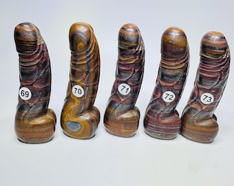 4” Tigers Eye Peen Sculpture, Fertility Totem, Tigers Iron Crystal Peen Carving, Penis Art sculpture, Penis Crystal, Symbol of Strength