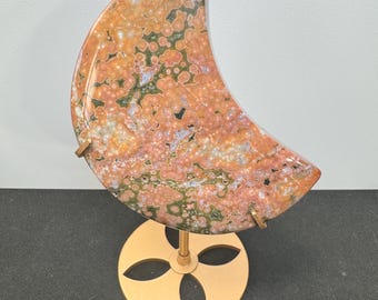 Duży kryształowy księżyc | Orbicular Ocean Jasper Moon | OJ Moon | Ocean Jasper Crystal