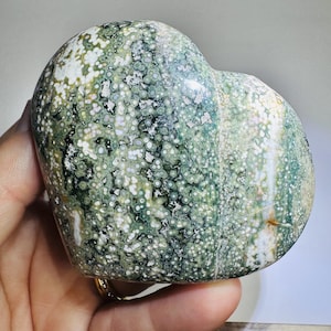 Colorful Ocean Jasper heart, Jasper Crystal heart, Puffy Crystal Heart C