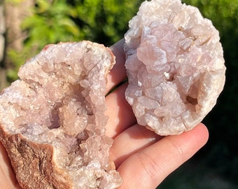 希少なピンクアメジストジオード原石水晶洞窟鉱物標本～コレクター品質