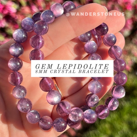 Buy GEMSTONE FACTORY Lepidolite Bracelet Healing Bracelet 8mm Genuine  Lepidolite Gemstone Bracelet at Amazon.in